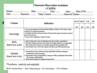 An example of an observation workshet
 