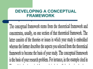 DEVELOPING A CONCEPTUAL
FRAMEWORK
 