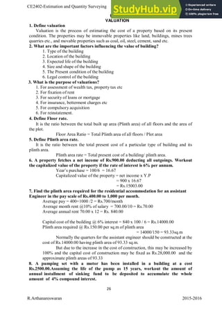A Course Material On Estimation And Quantity Surveying | PDF