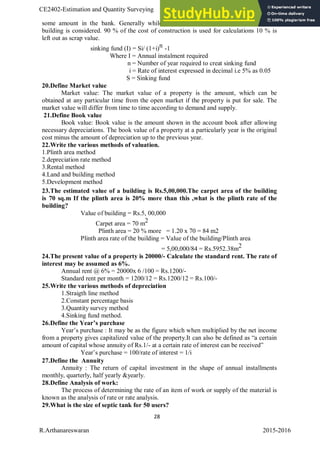 A Course Material On Estimation And Quantity Surveying | PDF