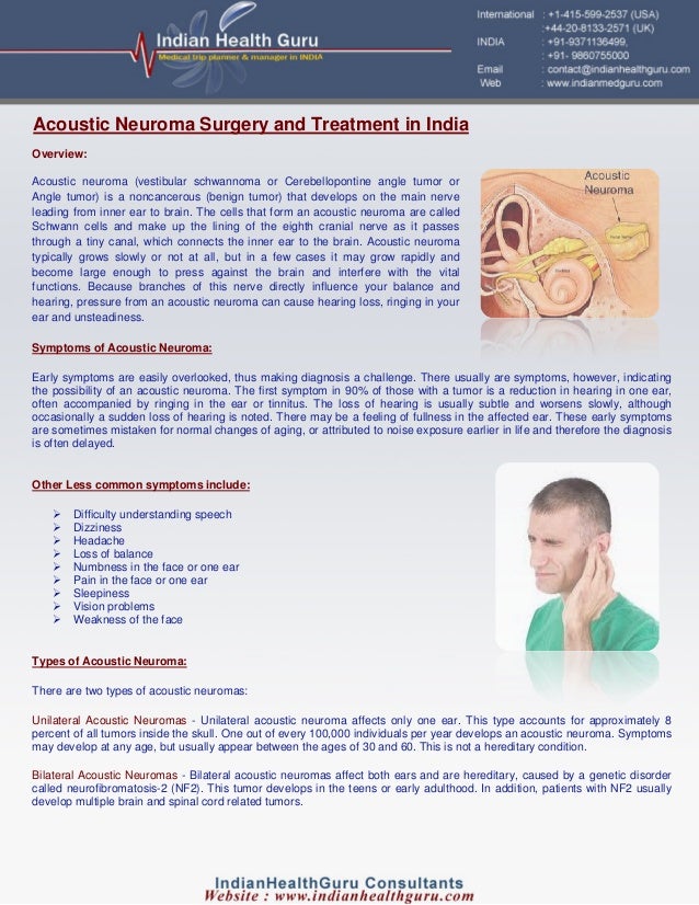 acoustic neuroma General discussion an acoustic neuroma, also known as a vestibular schwannoma, is a rare benign (non-cancerous) growth that develops on the eighth cranial nerve. acoustic neuroma General discussion an acoustic neuroma, also known as a vestibular schwannoma, is a rare benign (non-cancerous) growth that develops on the eighth cranial nerve.