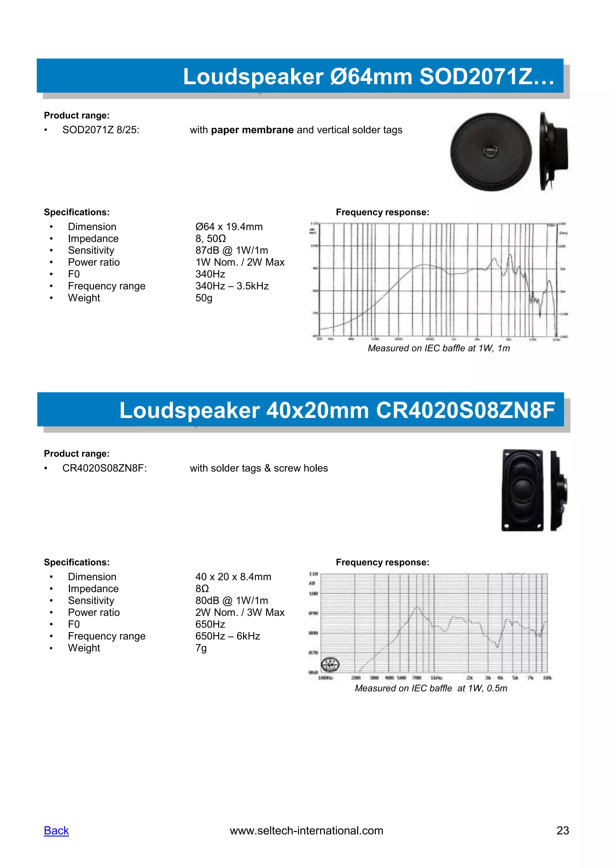 Acoustic components speakers, microphones, audio exciters seltech