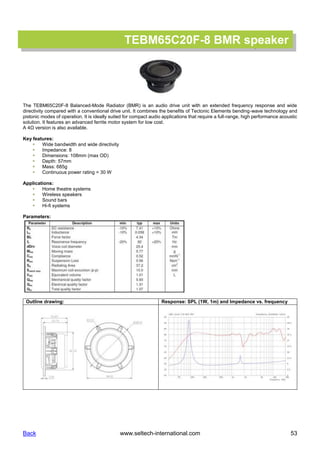 Acoustic components speakers, microphones, audio exciters - seltech ...