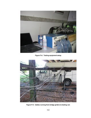 162
Figure F-4: Testing equipment setup
Figure F-5: Cables running from bridge girders to testing van
 