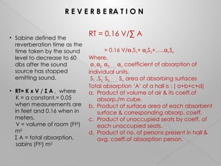 Acoustics lecture 6,Reverberation numericals.pptx