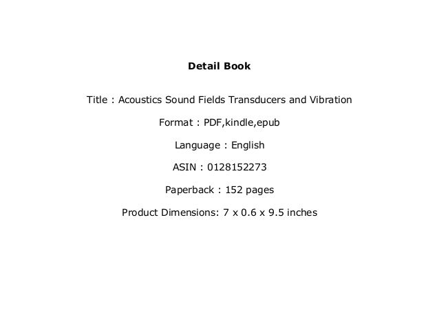 acoustics sound fields and transducers pdf download