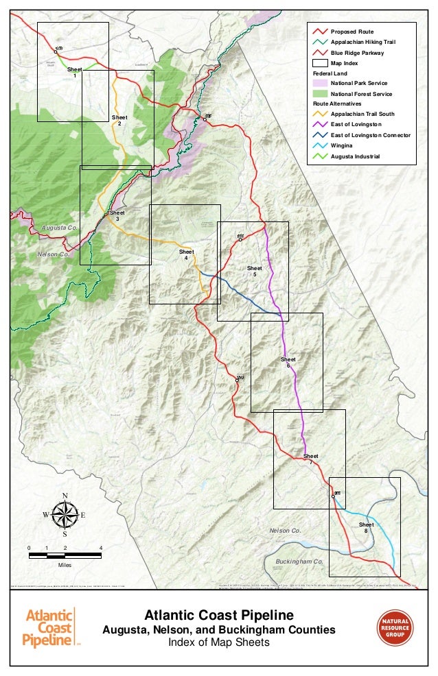 Atlantic Coast Pipeline Map for Augusta, Nelson and Buckingham Counties