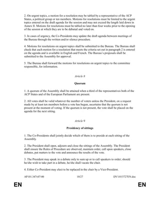 Acp eu joint parliamentary assembly rules of procedure PDF
