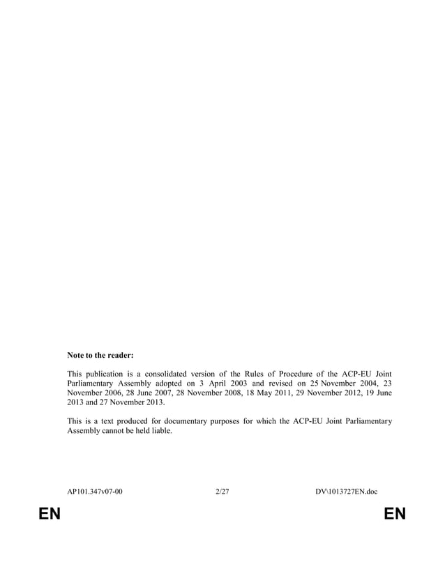 Acp eu joint parliamentary assembly rules of procedure PDF