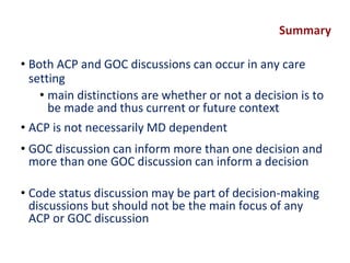 Advance Care Planning Conversations and Goals of Care Discussions ...