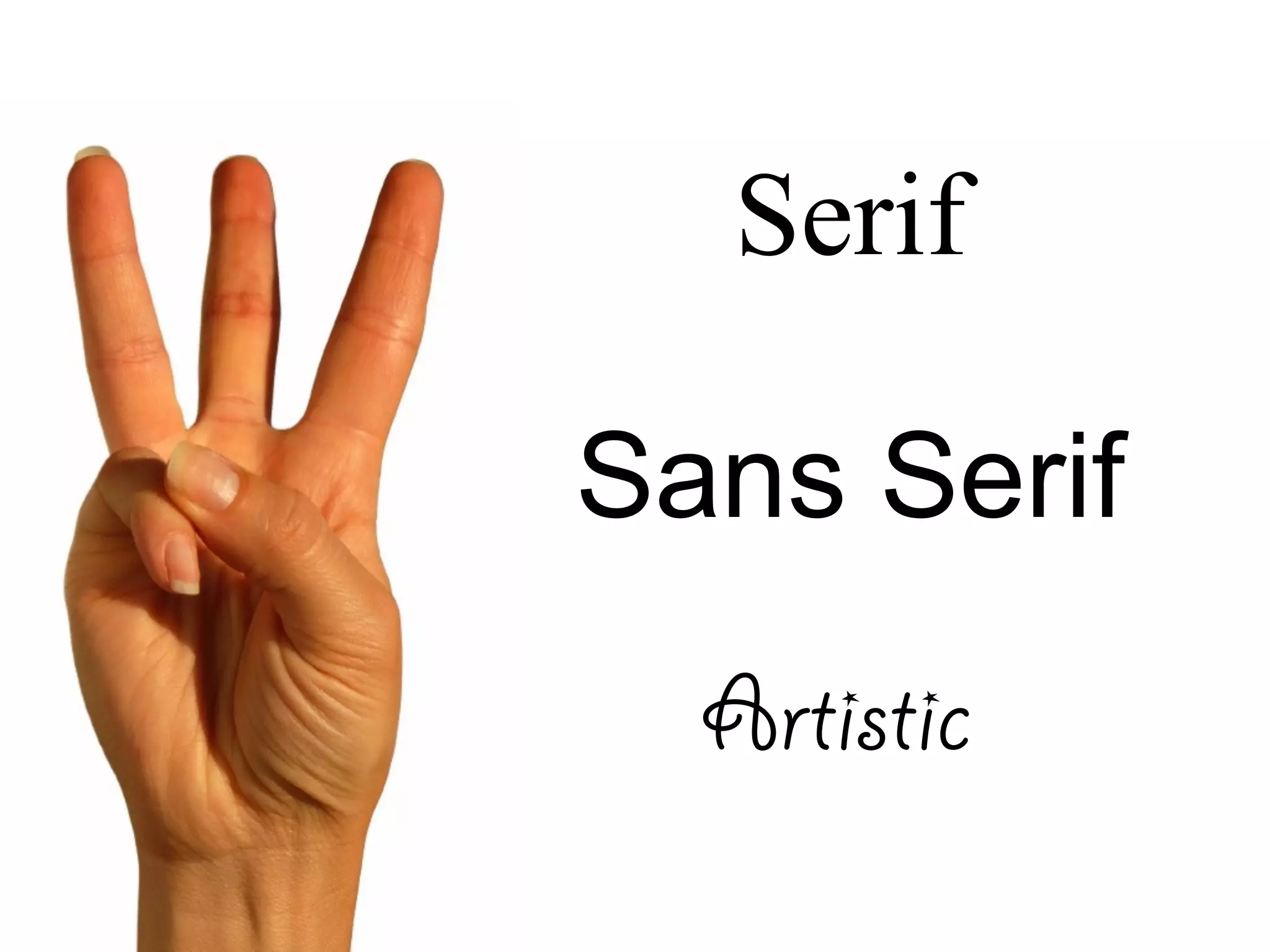 Serif
Sans Serif
Artistic
 
