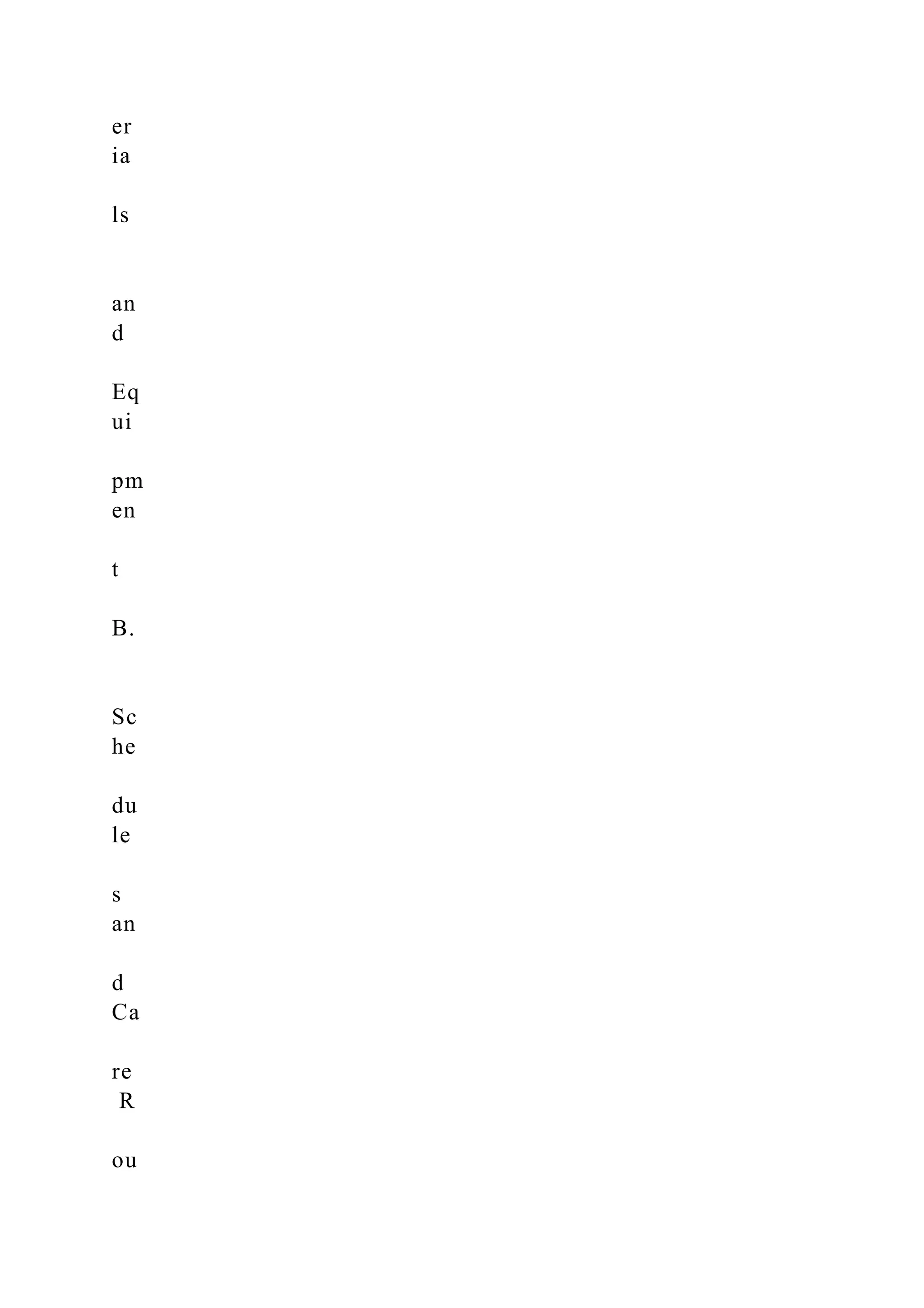 er
ia
ls
an
d
Eq
ui
pm
en
t
B.
Sc
he
du
le
s
an
d
Ca
re
R
ou
 