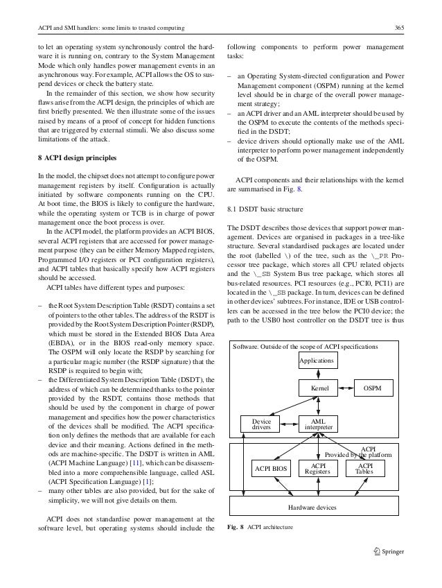 Acpi and smi handlers some limits to trusted computing