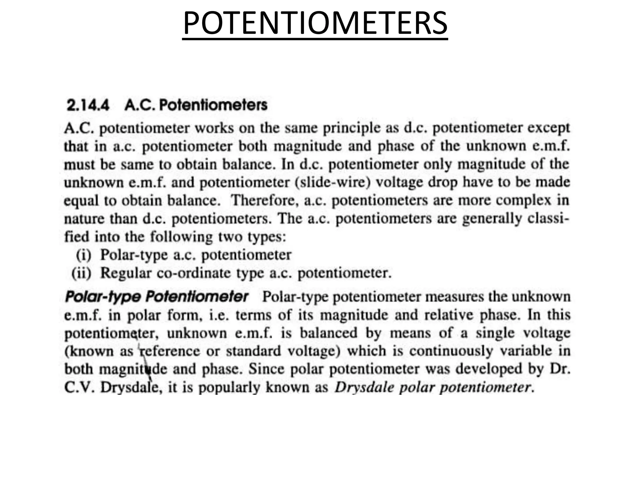 POTENTIOMETERS