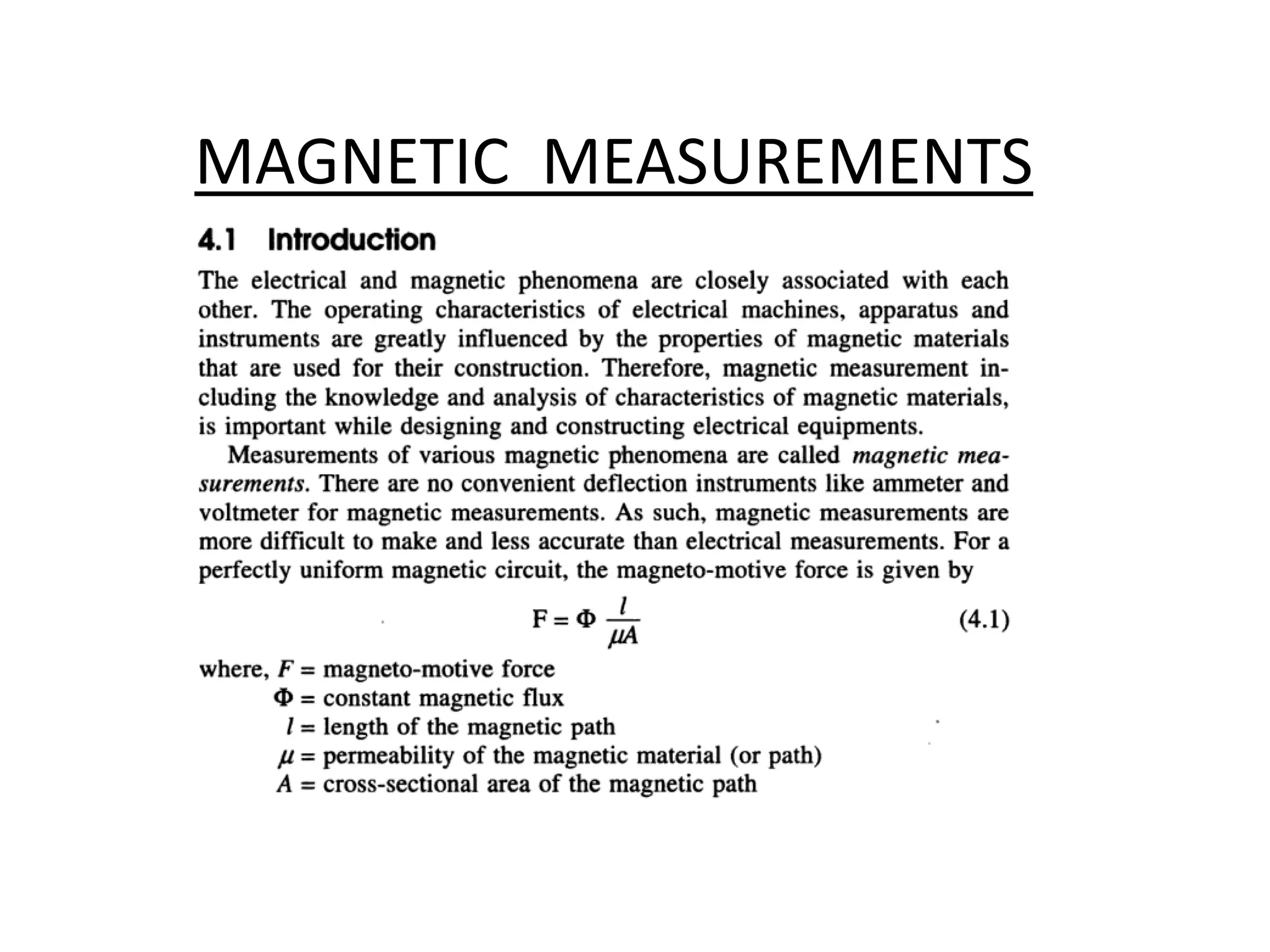 MAGNETIC MEASUREMENTS