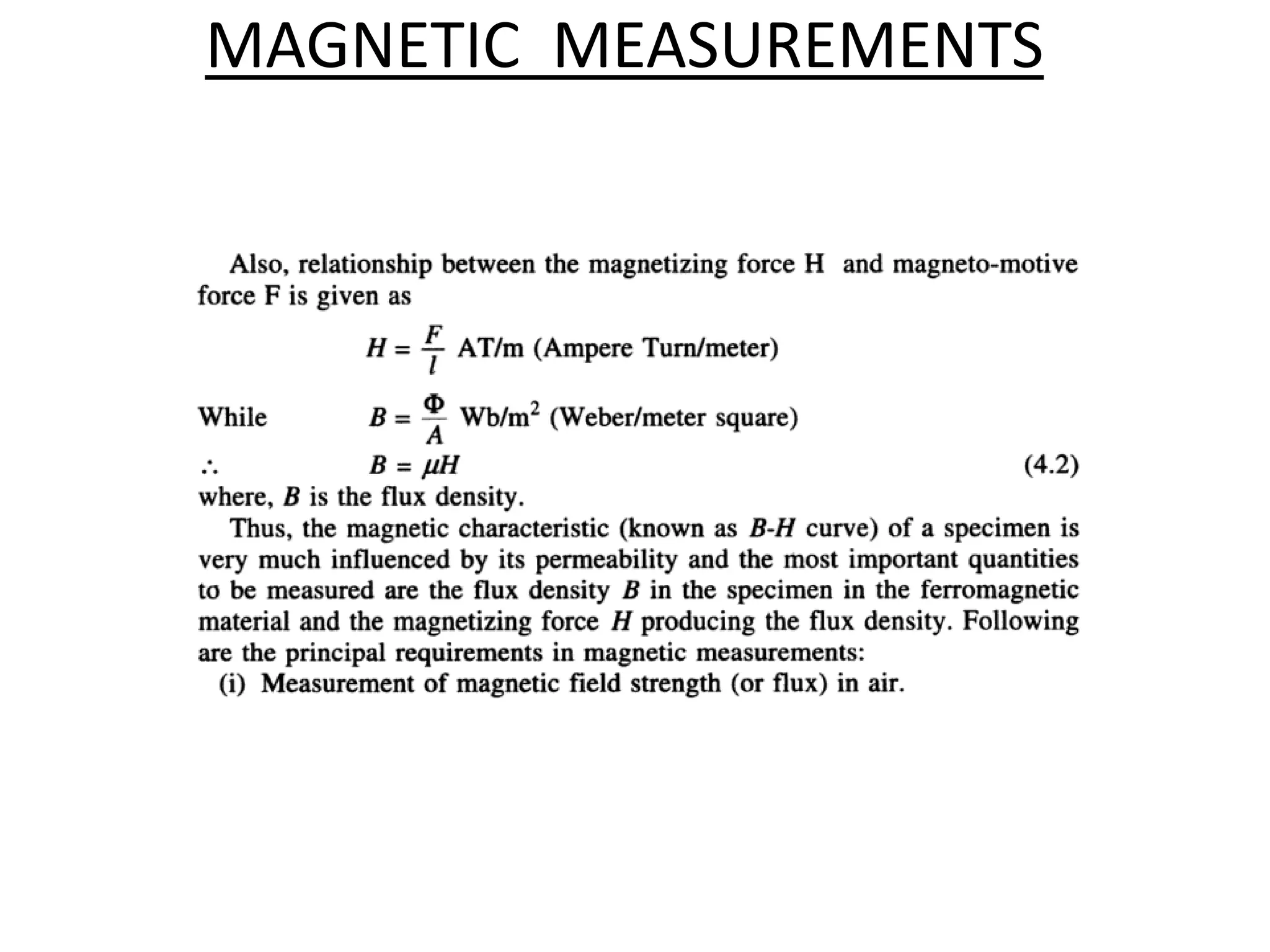 MAGNETIC MEASUREMENTS