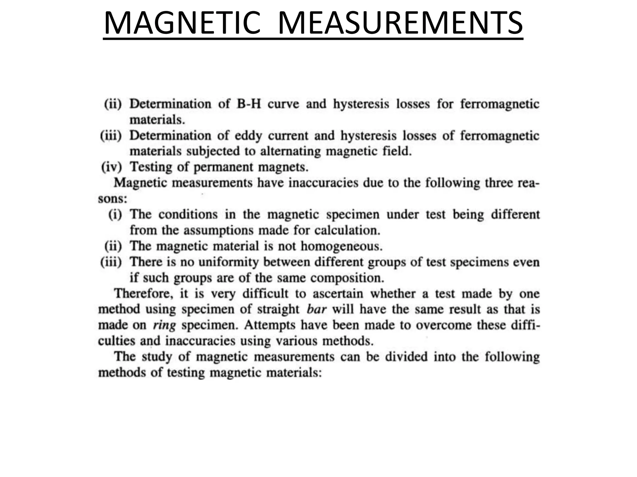 MAGNETIC MEASUREMENTS