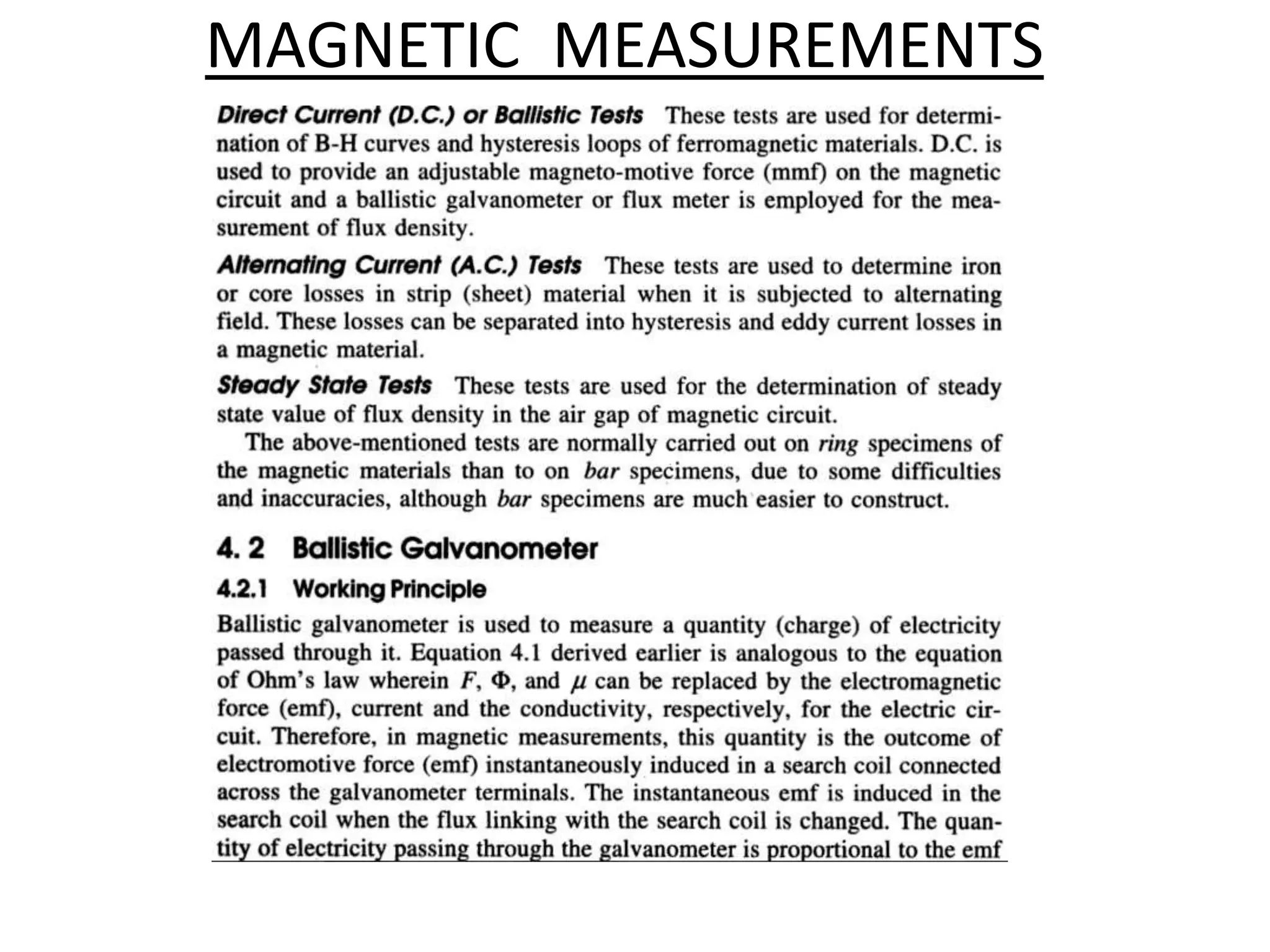 MAGNETIC MEASUREMENTS