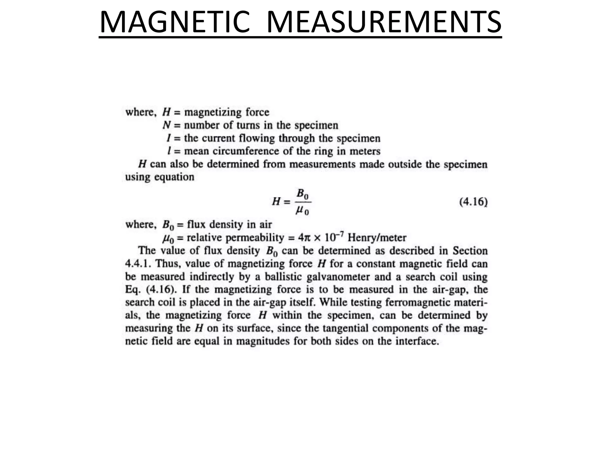 MAGNETIC MEASUREMENTS