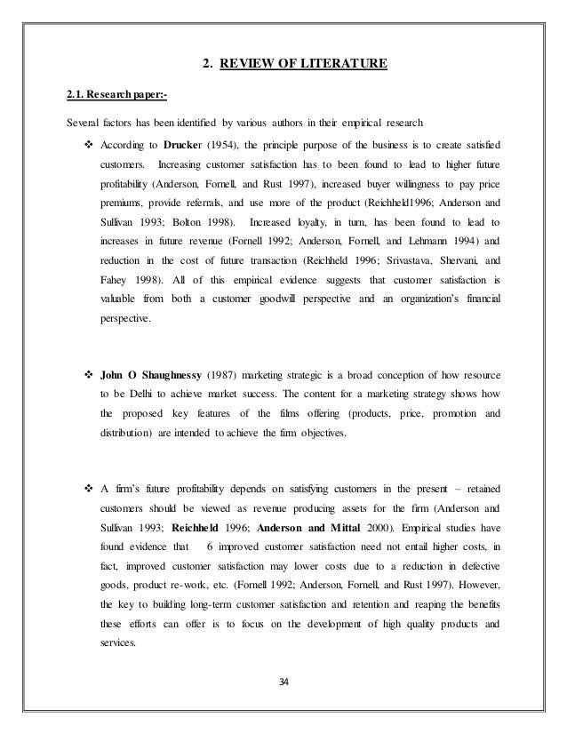 Literature review on customer satisfaction in newspaper