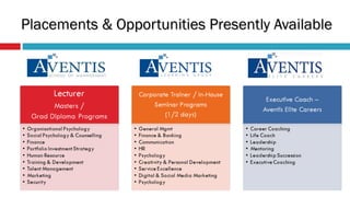 Placements & Opportunities Presently Available  
