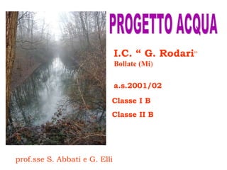 PROGETTO ACQUA a.s.2001/02 I.C. “ G. Rodari ”  Bollate (Mi ) Classe I B Classe II B prof.sse S. Abbati e G. Elli 