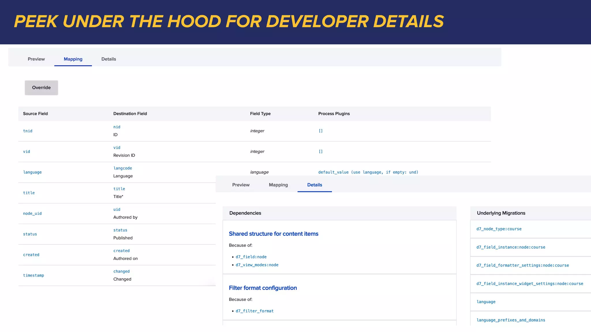 PEEK UNDER THE HOOD FOR DEVELOPER DETAILS
 