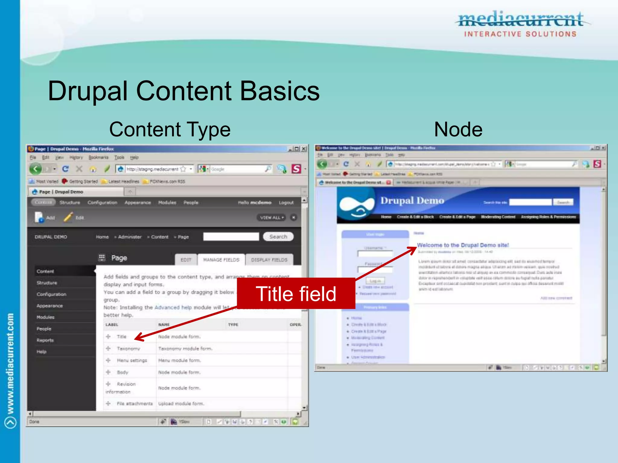 Drupal Content BasicsContent TypeNodeTitle field