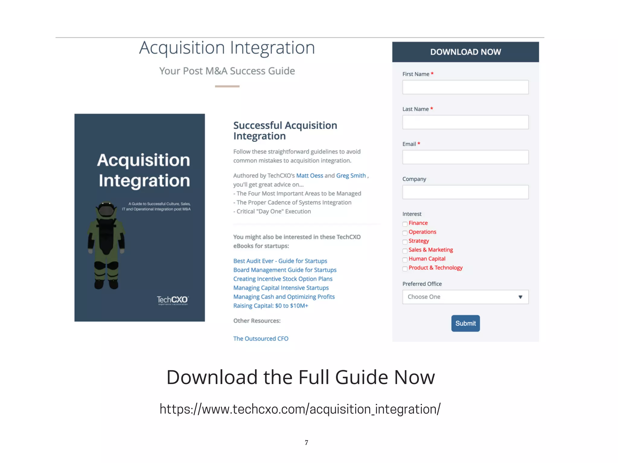 7
https://www.techcxo.com/acquisition_integration/
Download the Full Guide Now
 