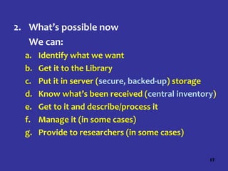 Acquisition & management of digital collections at the Library of ...