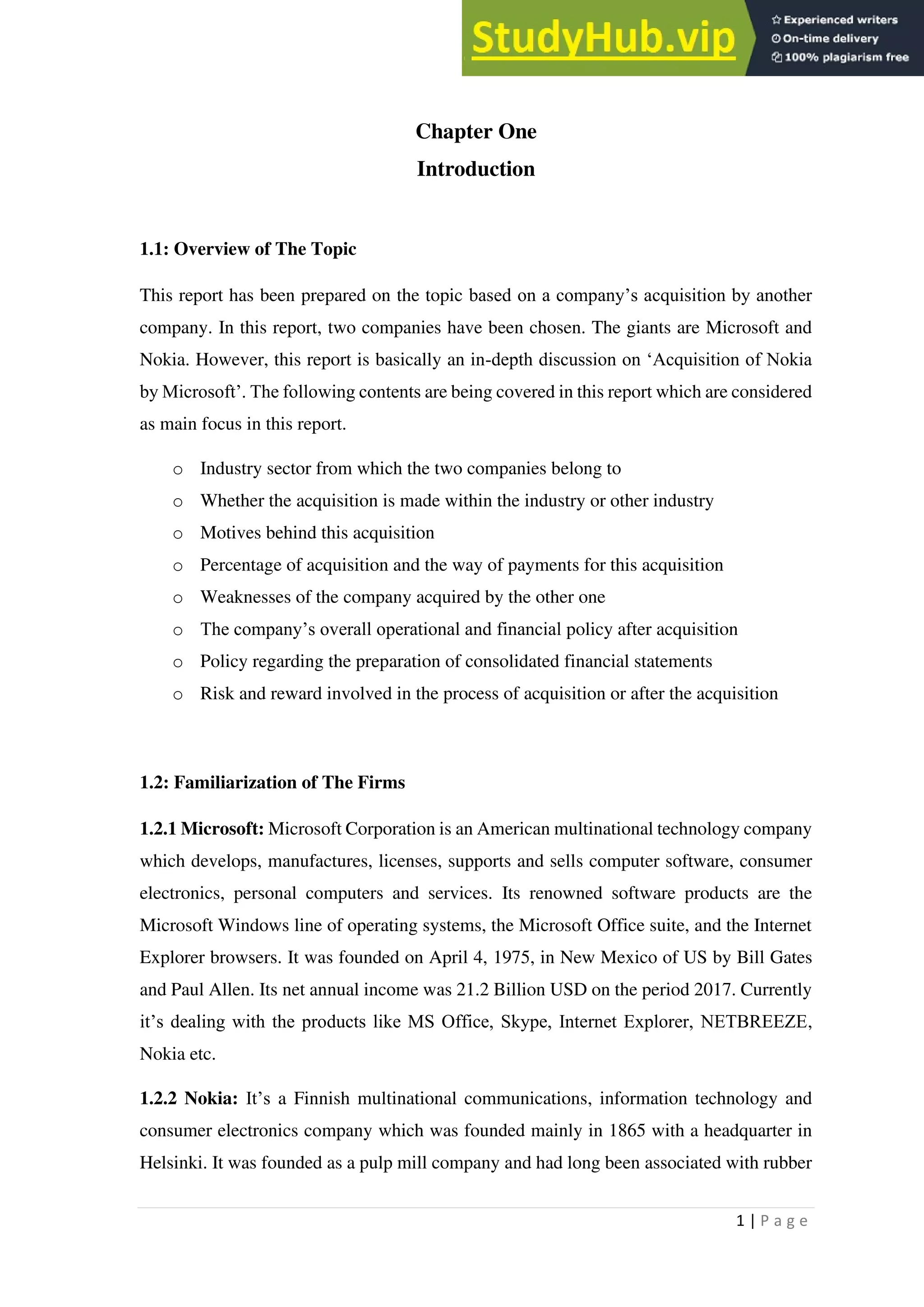 Acquisition Of Nokia By Microsoft PDF