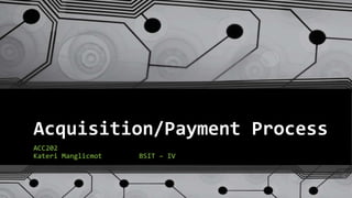 Acquisition/Payment Process
ACC202
Kateri Manglicmot BSIT – IV
 