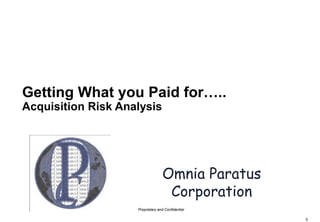 Getting What you Paid for….. Acquisition Risk Analysis Omnia Paratus Corporation 
