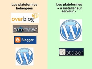 Les plateformes
hébergées
Les plateformes
« à installer sur
serveur »
 