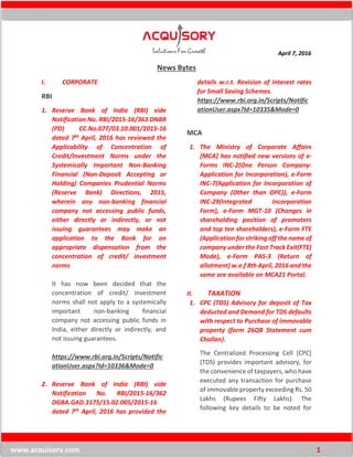 Acquisory news bytes 07.04.2016