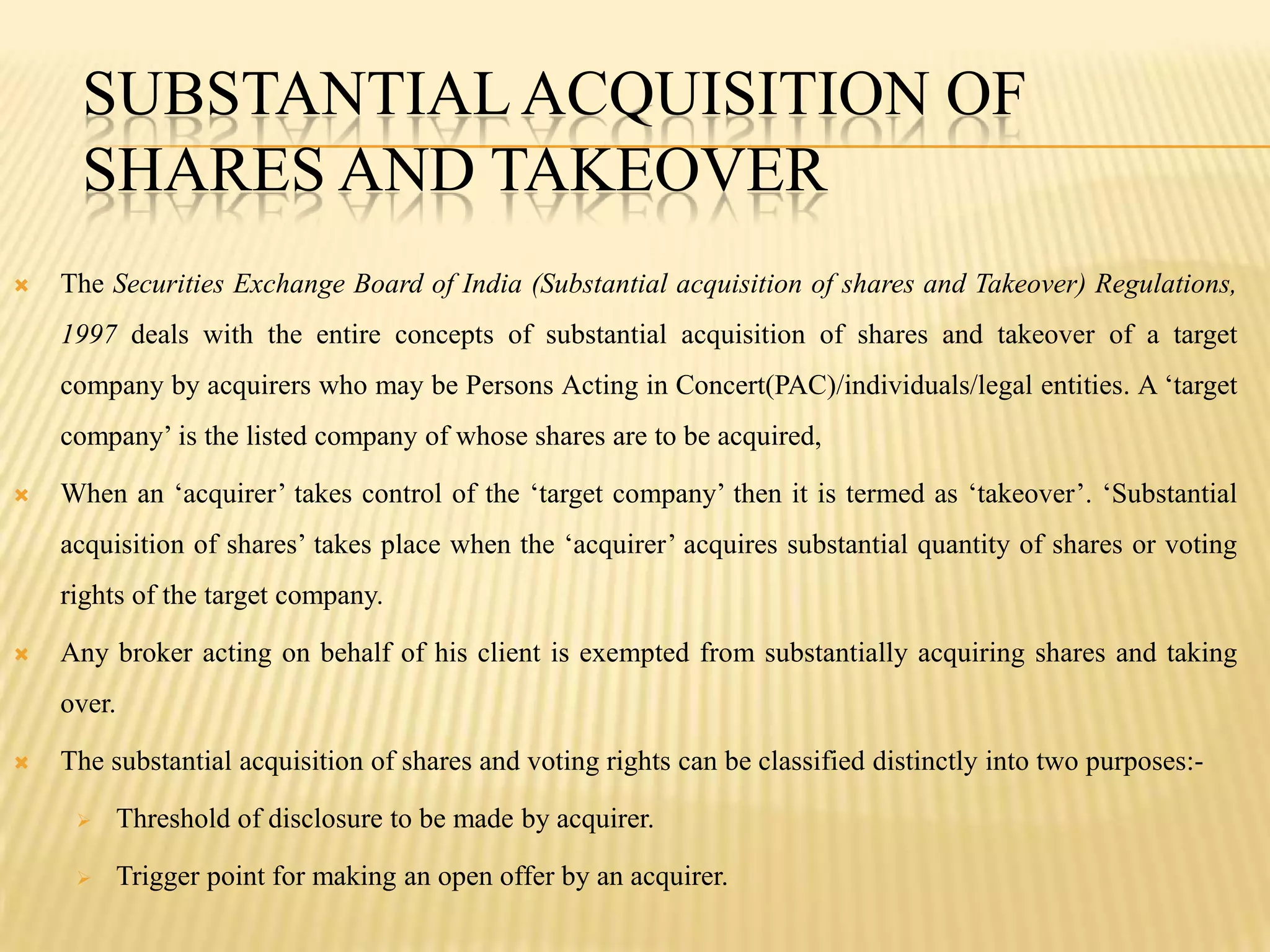 Acquisition of shares & assets | PPTX