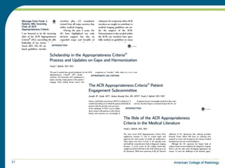 Radiology Appropriateness Criteria - American College of Radiology (ACR ...