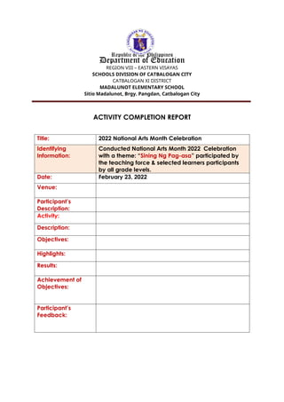 ACR Arts Month 2024 for ARTS Month Celebration | DOCX