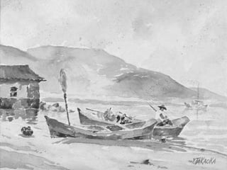 O pequeno barco envelhecido, no qual a travessia seria realizada, era provida de dois remos de madeira de carvalho. 