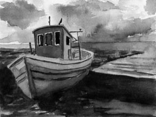 Em seguida, pegou o remo em que estava escrito AGIR e remou com todo vigor. Novamente o barco girou em sentidos opostos, sem ir adiante. 