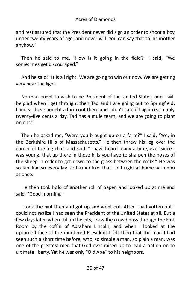 Acres of Diamonds By Russell H. Conwell