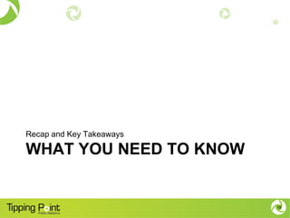 WHAT YOU NEED TO KNOW
Recap and Key Takeaways
16
 