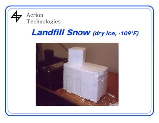 AcrionAcrion
Technologies
Landfill Snow (d i 109°F)Landfill Snow (dry ice, -109°F)
 