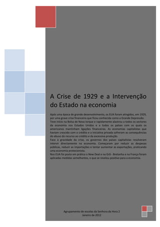 A crise de 1929 e a intervenção do estado na economia