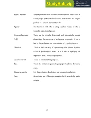 Subject Positions Examples A CRITICAL DISCOURSE ANALYSIS AND SYSTEMIC FUNCTIONAL | PDF
