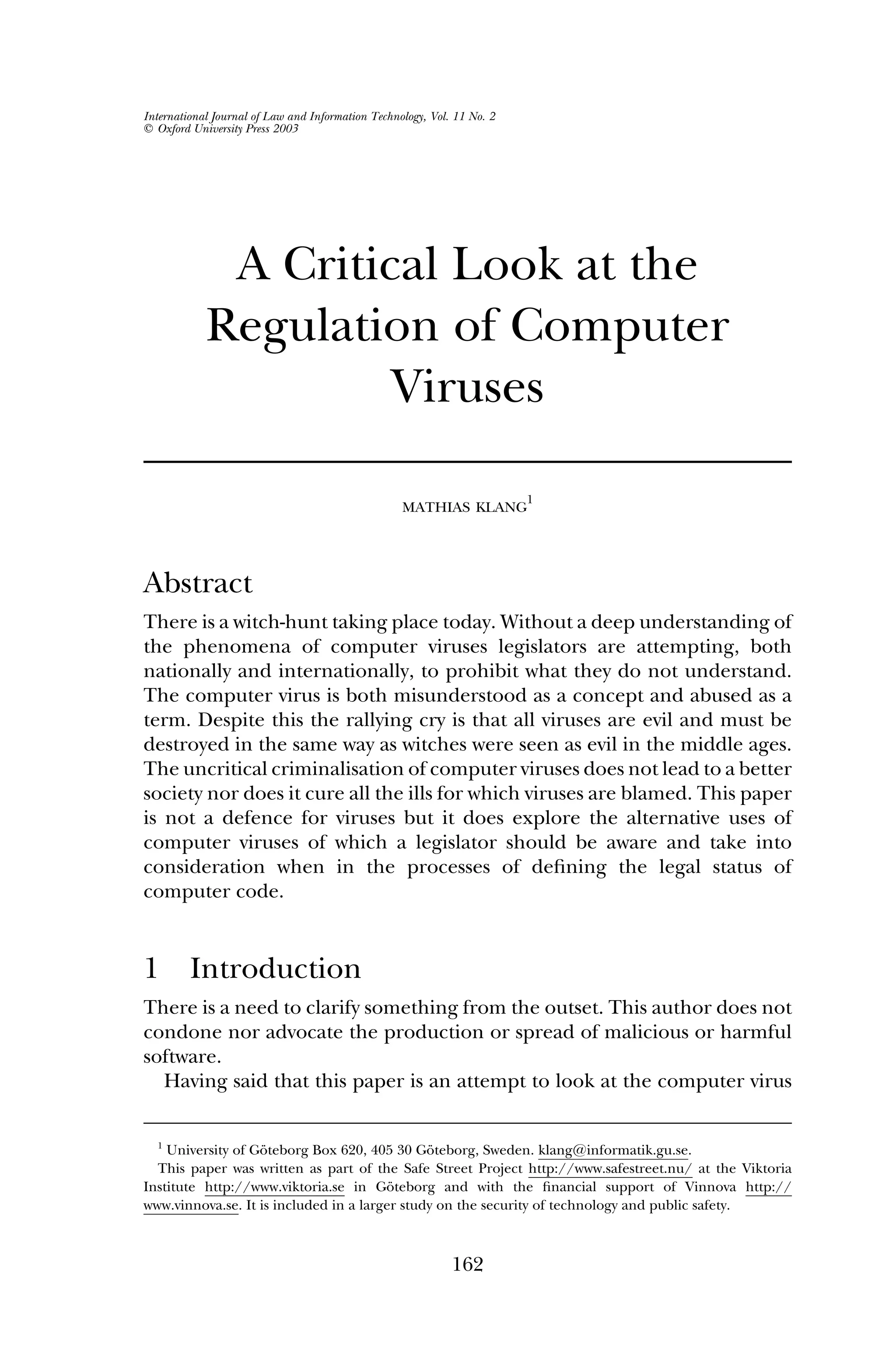 A critical look at the regulation of computer viruses | PDF | Antivirus ...