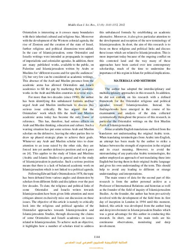 A Critic of the Orientalist Approaches Towards