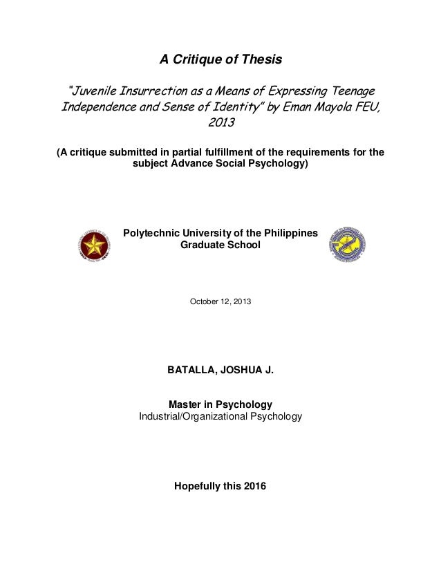 Dissertation critique 1