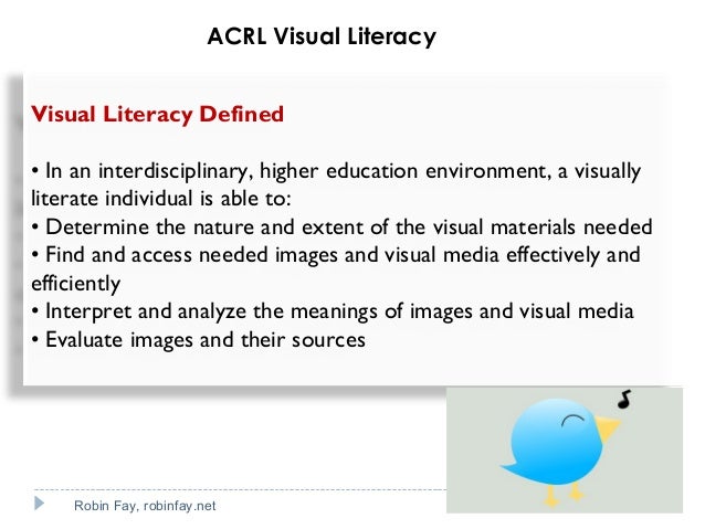 visual literacy standards and metadata visual literacy definitions