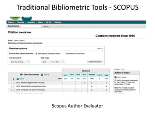 Traditional Bibliometric Tools - SCOPUS




           Scopus Author Evaluator
 